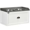PawHut Raised Pet Feeder, Large Pet Dish Bowl Set with Storage Drawer, 2 Steel Bowls, White