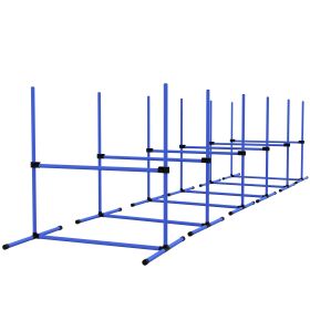 PawHut 6 Piece Dog Agility Set with Adjustable Height Jump Bars, Carry Bag, Displacing Top Bar, Blue