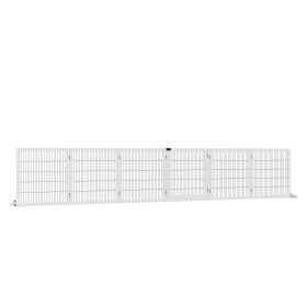 PawHut Wooden Pet Gate, 6-Panel Folding Dog Safety Barrier with Support Feet for Small & Medium Dogs, White