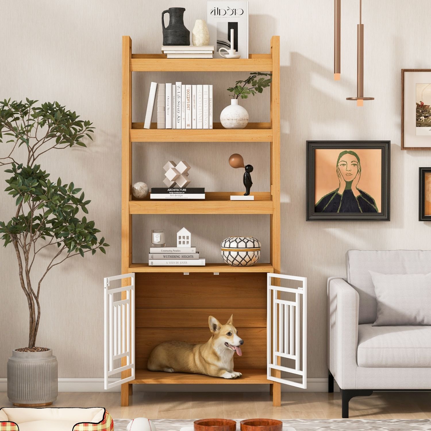 Furniture Style Dog Crate Ladder Bookcase Pet Friendly Furniture Furniture Style Dog Crate Ladder Bookcase Pet Friendly Furniture