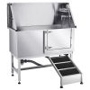 50 Inch Dog Grooming Bath Tub Stainless Steel w Ramp Water Filter