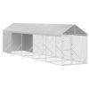 Outdoor Dog Kennel with Roof Silver 6.6'x32.8'x8.2' Galvanized Steel