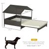 PawHut Extendable Wicker Outdoor Dog Bed with Waterproof Roof Soft Cushion Small Medium Dogs Cream White