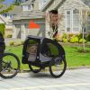 Aosom Medium Dog Bike Trailer with Hitch Coupler Quick Release Wheels Reflectors Safety Flag in Sleek Black