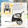 Aosom Pet Bike Trailer and Stroller 2-in-1 Grey with 4 Wheels Reflectors Safety Flag for Travel