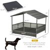 PawHut Rattan Outdoor Dog Bed with Canopy Soft Cushion Removable Cover Medium Large Dogs Gray