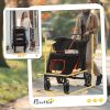 PawHut Foldable Doggy Stroller for Medium Large Dogs, Pet Stroller with Storage, Smooth Ride with Shock Absorption, Mesh Window & Safety Leash, Black