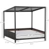 PawHut Wicker Dog House Raised Rattan Pet Sofa with Cushion for Indoor Outdoor Brown