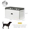PawHut Raised Pet Feeder, Large Pet Dish Bowl Set with Storage Drawer, 2 Steel Bowls, White