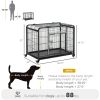 PawHut Metal Dog Cage 49" Heavy Duty Folding Kennel with Tray Locking Wheels Dark Gray