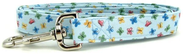 Pastel Blue Butterflies Dog Leash (size: large)