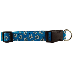 Blue Hawaiian Flowers Dog Collar (size: X-Large)