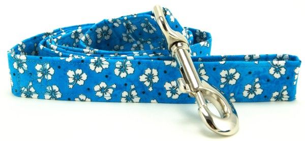Blue Hawaiian Flowers Dog Leash (size: large)