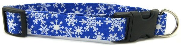 Blue Snowflakes Dog Collar (size: X-Large)