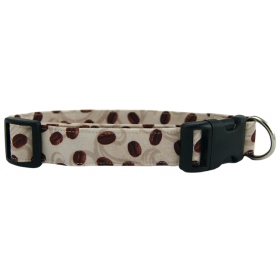 Coffee Beans & Cream Dog Collar (size: medium)