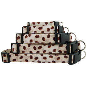 Coffee Beans & Cream Dog Collar (size: X-Small)