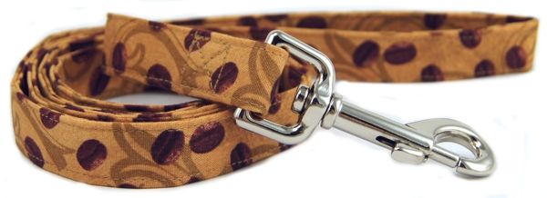 Coffee Beans on Tan Dog Leash (size: large)