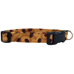 Coffee Beans on Tan Dog Collar (size: large)