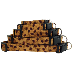 Coffee Beans on Tan Dog Collar (size: X-Small)