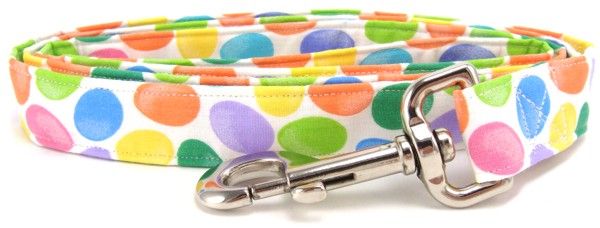 Colorful Easter Eggs on White Dog Leash (size: large)