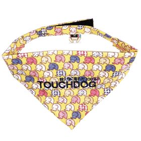 accTouchdog 'Bad-to-the-Bone' Elephant Patterned Fashionable Velcro Bandana (Color: Yellow, size: medium)