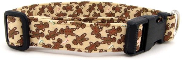 Gingerbread Men Dog Collar (size: large)
