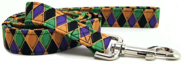 Gold & Purple Harlequin Dog Leash (size: X-Small)
