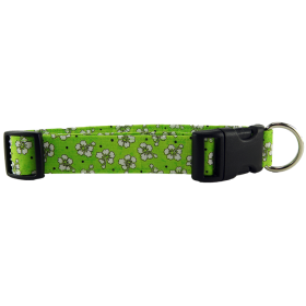 Green Hawaiian Flowers Dog Collar (size: medium)
