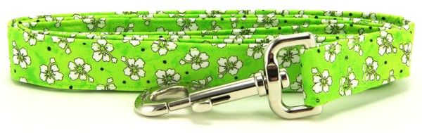 Green Hawaiian Flowers Dog Leash (size: small)