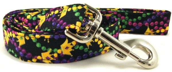 Mardi Gras Beads & Crowns Dog Leash (size: small)