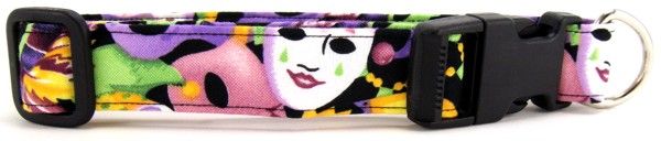 Mardi Gras Masks Dog Collar (size: X-Large)