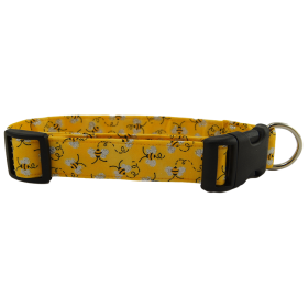 Metallic Bumble Bees Dog Collar (size: small)