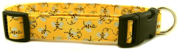Metallic Bumble Bees Dog Collar (size: X-Large)