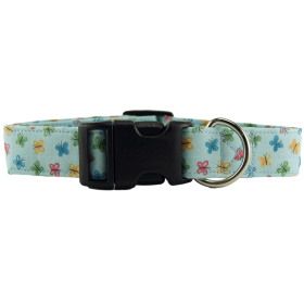 Pastel Blue Butterflies Dog Collar (size: X-Small)
