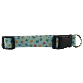 Pastel Blue Butterflies Dog Collar (size: small)