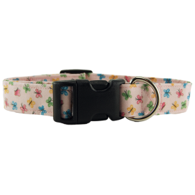 Pastel Pink Butterflies Dog Collar (size: X-Small)