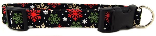 Peppermint Snowflakes Dog Collar (size: medium)