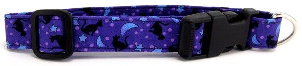 Purple Cats & Stars Dog Collar (size: X-Large)