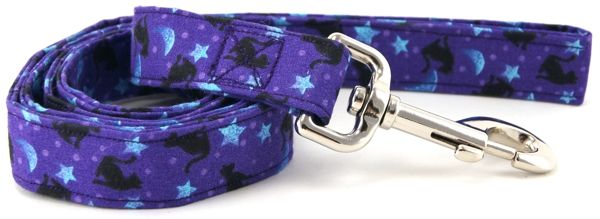 Purple Cats & Stars Dog Leash (size: X-Small)