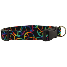 Rainbow Peace Signs Dog Collar (size: X-Large)