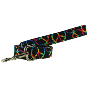 Rainbow Peace Signs Dog Leash (size: large)