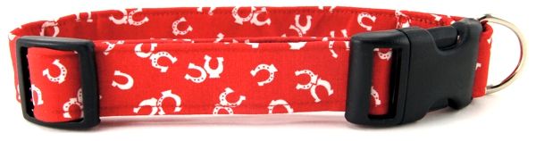 Red Horseshoes Dog Collar (size: medium)