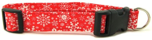 Red Snowflakes Dog Collar (size: X-Small)