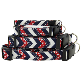 Red White & Blue Chevrons Dog Collar (size: X-Small)