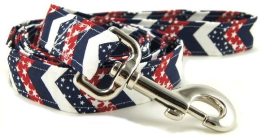 Red White & Blue Chevrons Dog Leash (size: X-Small)