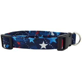 Red White & Blue Shooting Stars Dog Collar (size: medium)