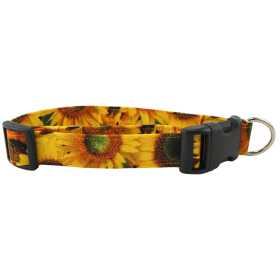 Sunny Sunflowers Dog Collar (size: large)