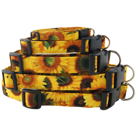 Sunny Sunflowers Dog Collar (size: X-Small)