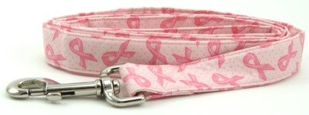 Tossed Pink Ribbon Dog Leash (size: small)